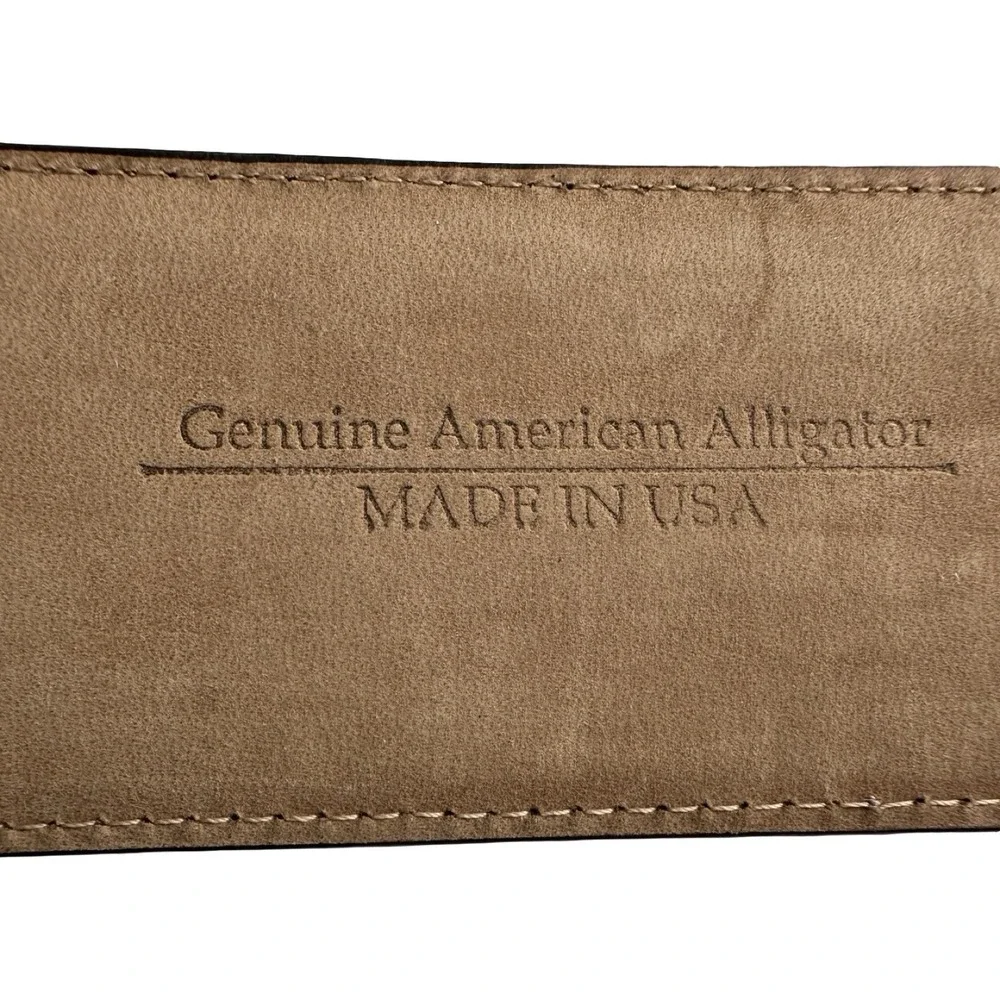 WCM New York Womens Brown Genuine Alligator Wide 2 Inch Belt Size Small USA Made